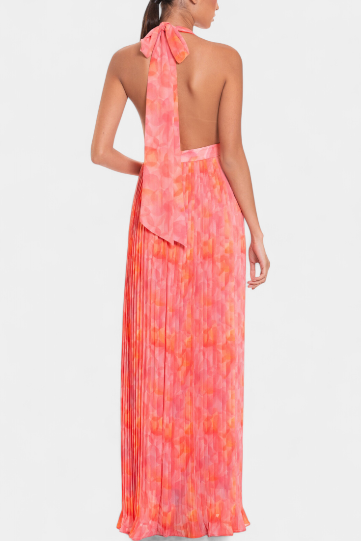 Solène™ | Robe Longue Plissée Dos Nu