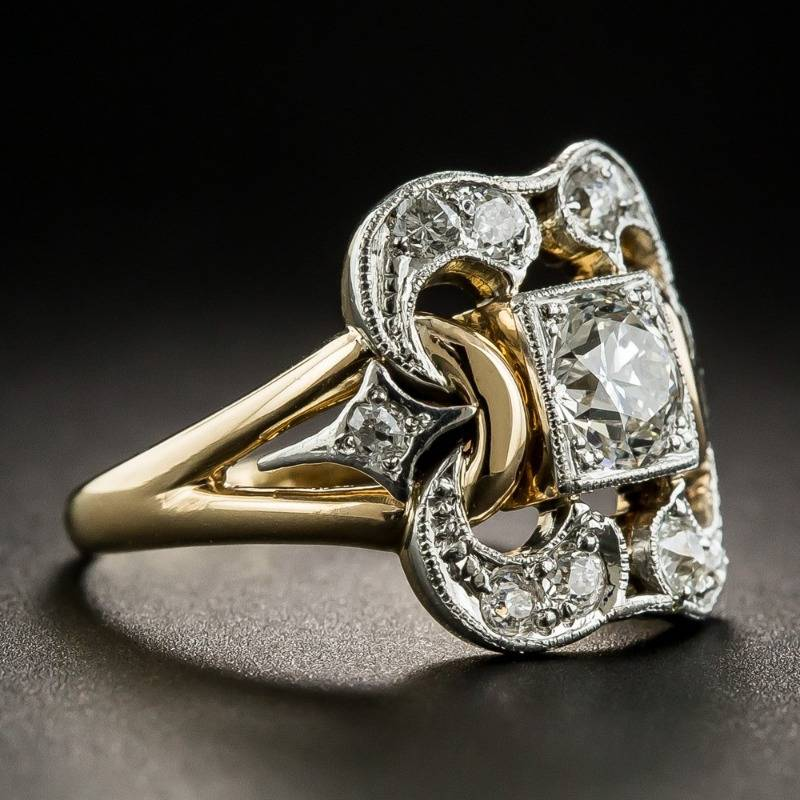 Bague vintage en zirconium doré