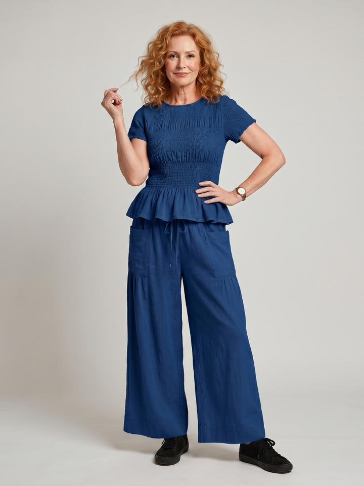 Eirenne | Haut à détails peplum et pantalon large