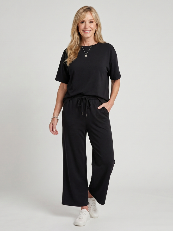 Wihel | Ensemble de Pantalon Droit à Taille Élastique et Manches Courtes