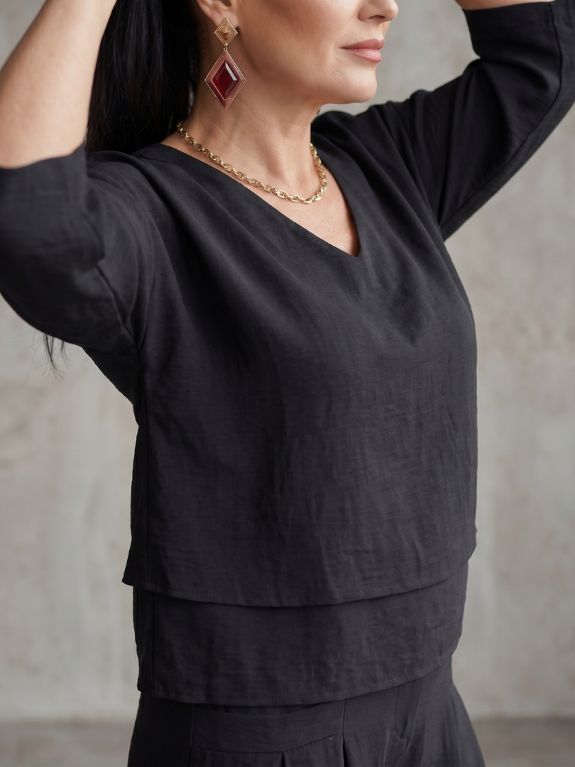 Rivière | Ensemble Top Superposé Pantalon Large