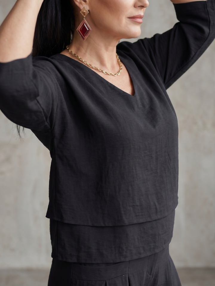 Rivière | Ensemble Top Superposé Pantalon Large