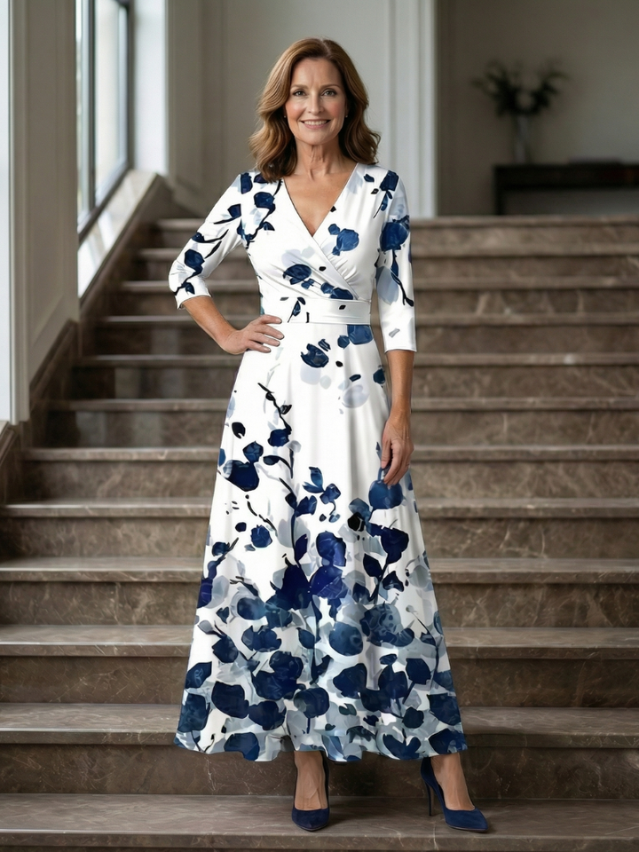 Celine | Robe Midi Croisée à Col Wrap