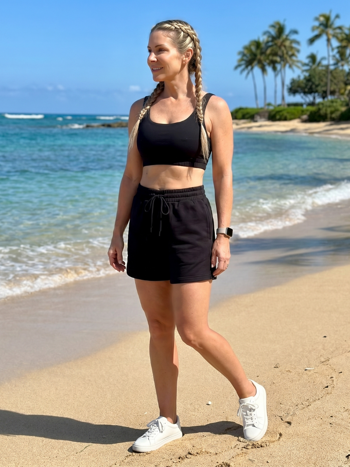 Lysem | Ensemble Top Court Sans Manches à Encolure Arrondie et Short