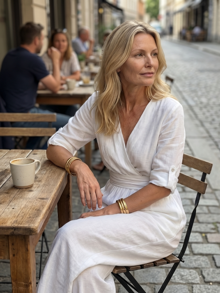 Wanda | Combinaison à jambes larges avec décolleté croisé