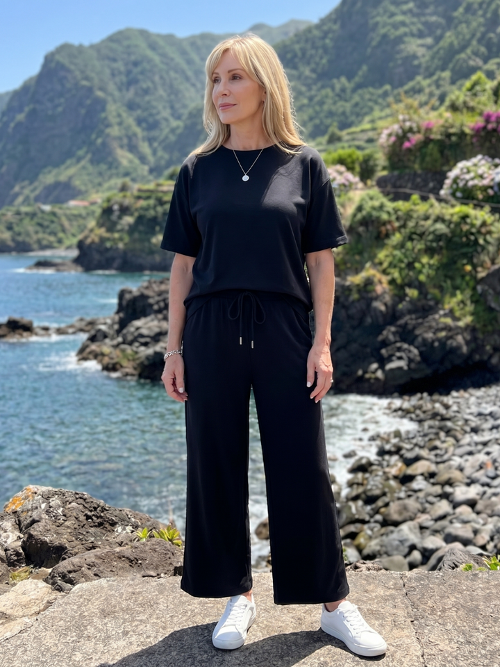 Wihel | Ensemble de Pantalon Droit à Taille Élastique et Manches Courtes