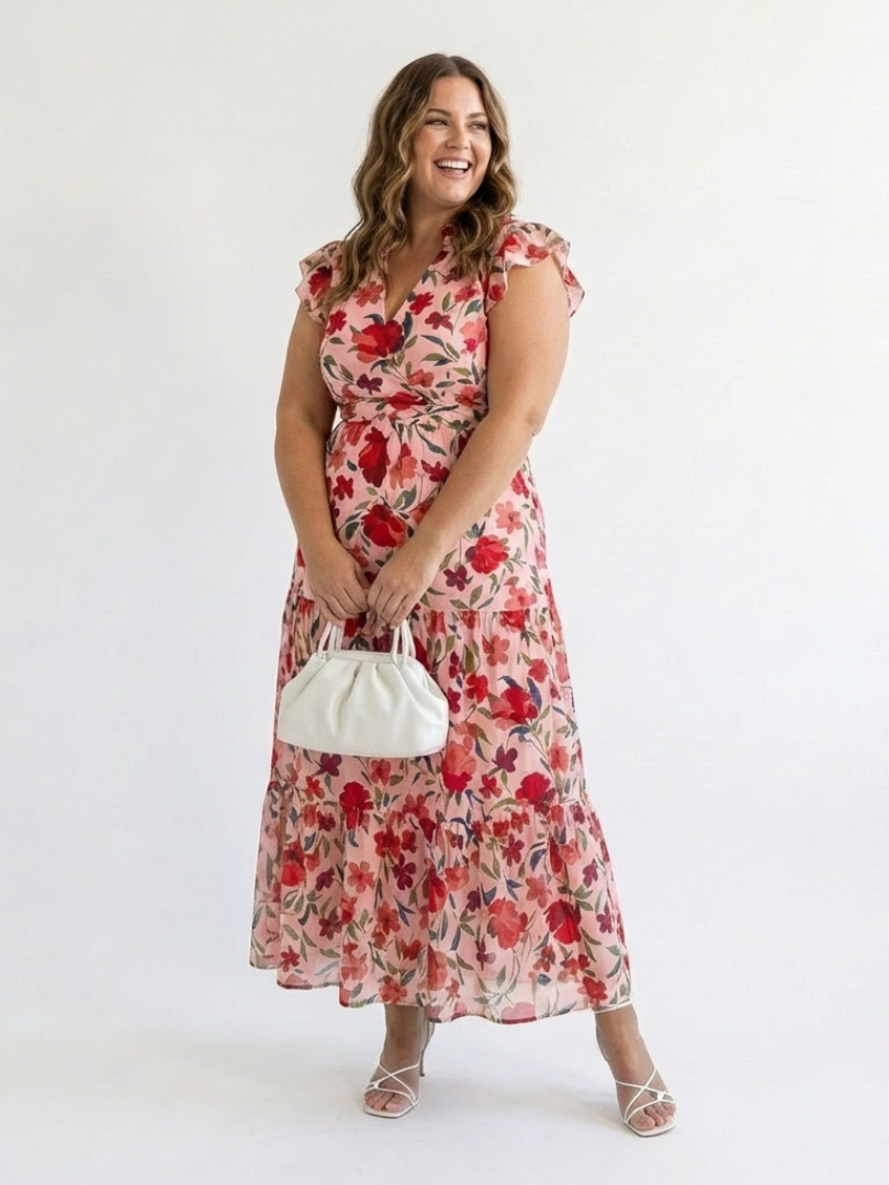 Lila | Robe Midi Évasée à Imprimé Floral