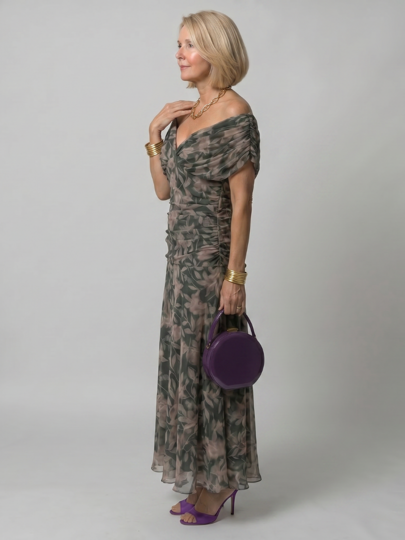 Calen | Robe Midi à Épaules Dégagées