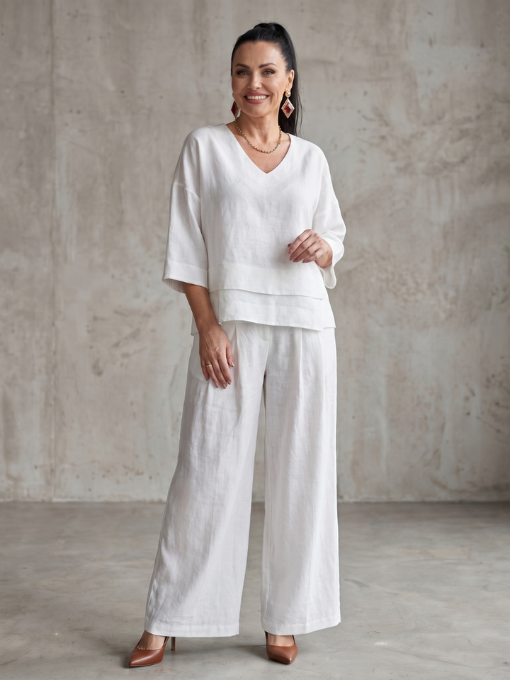 Rivière | Ensemble Top Superposé Pantalon Large