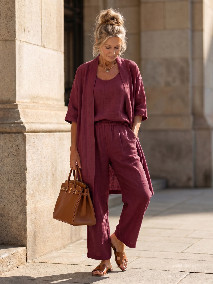 Yael | Ensemble de Haut et Pantalon Détendu en Trois Pièces