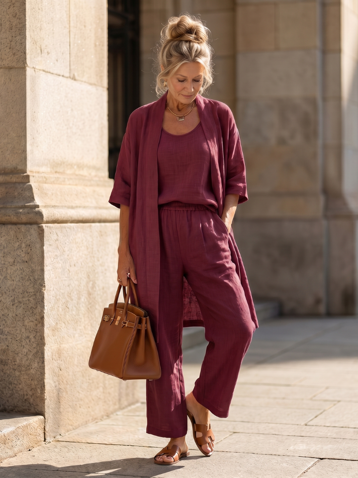 Yael | Ensemble de Haut et Pantalon Détendu en Trois Pièces