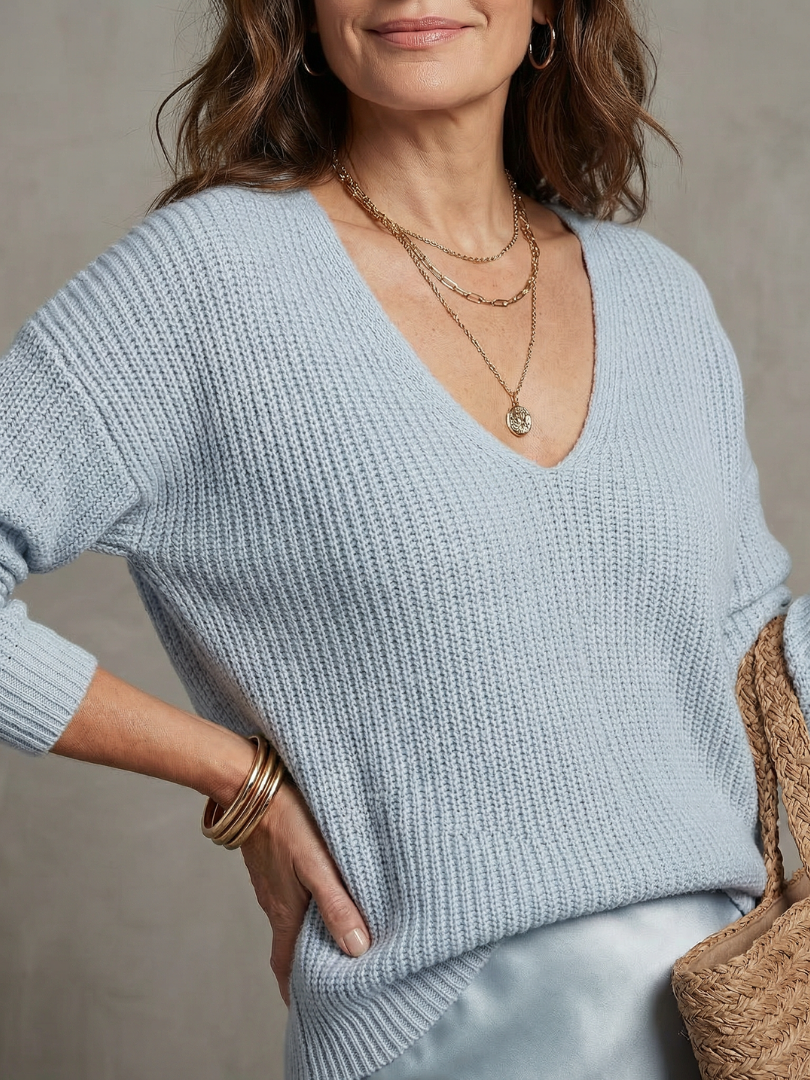 Luciana | Ensemble Jupe Satinée Biais et Pull Tricoté