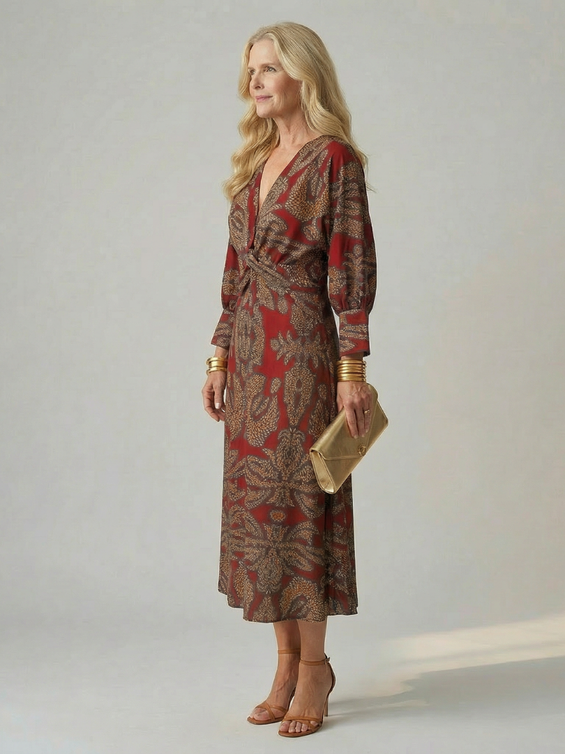 Lune | Robe Midi Enveloppante Naturelle