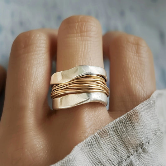 Bague en fils d'or argenté