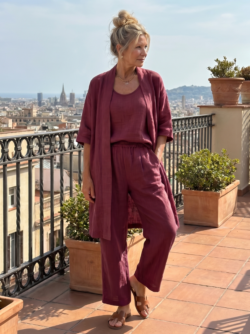 Yael | Ensemble de Haut et Pantalon Détendu en Trois Pièces