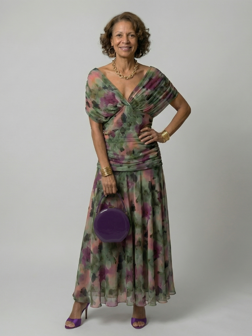 Calen | Robe Midi Décontractée à Épaule Dégagée