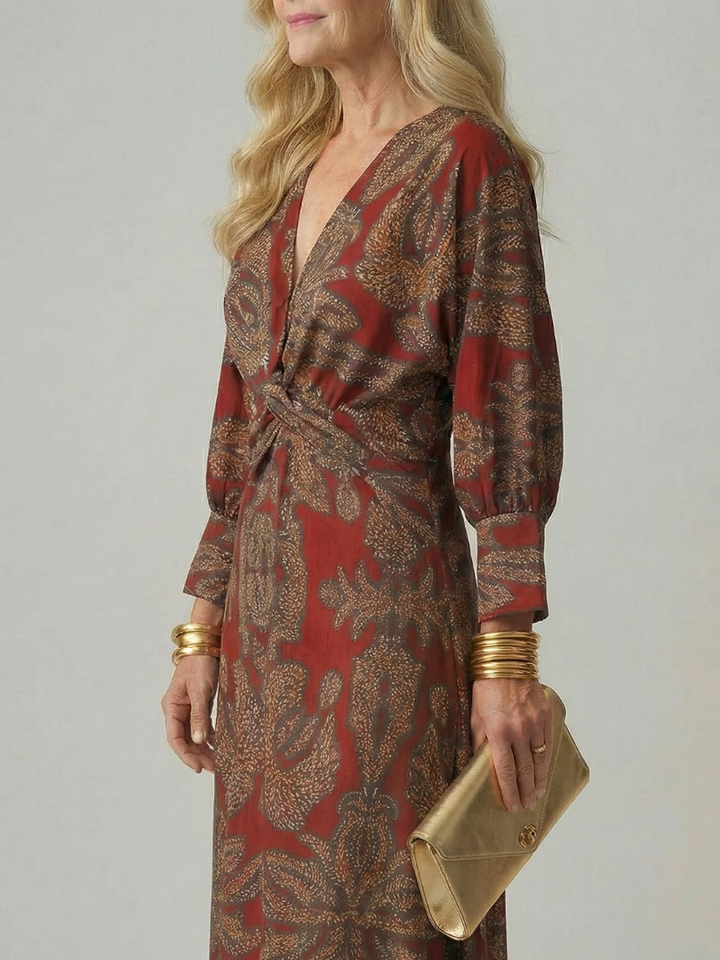 Lune | Robe Midi Enveloppante Naturelle