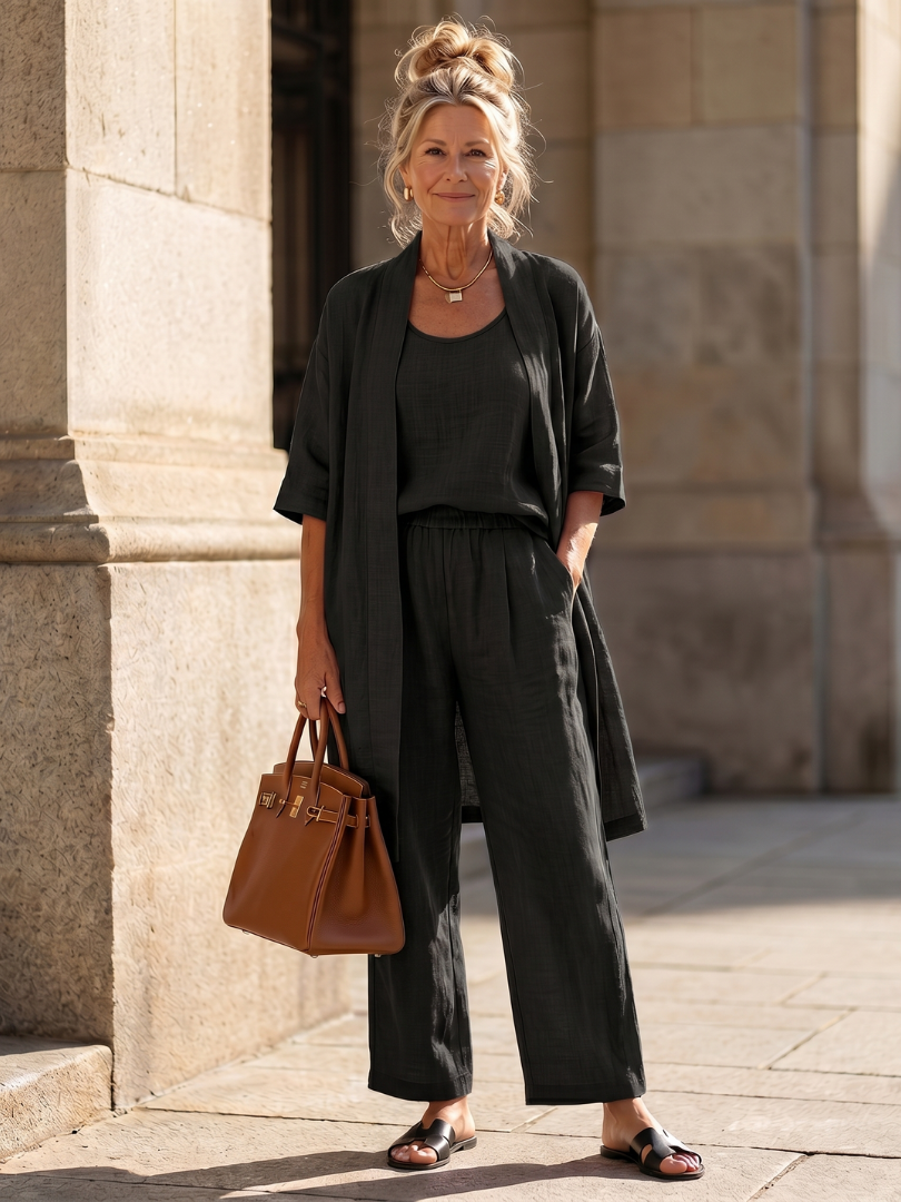 Yael | Ensemble de Haut et Pantalon Détendu en Trois Pièces
