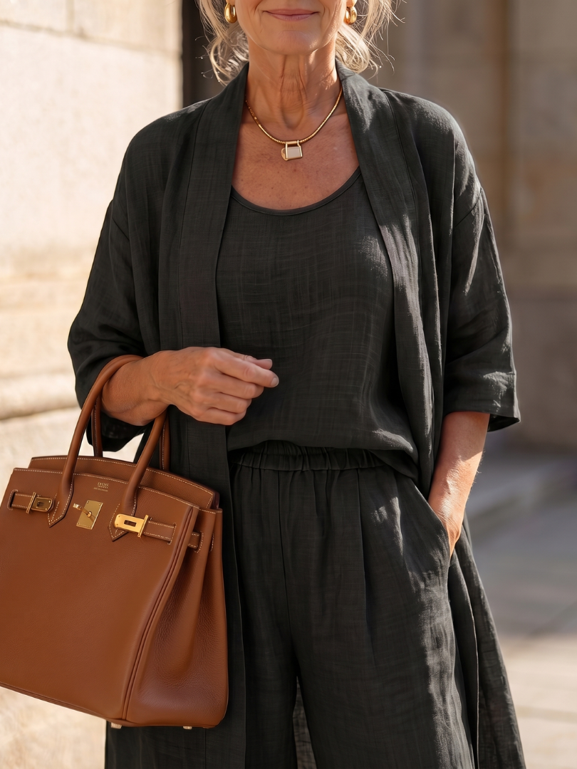 Yael | Ensemble de Haut et Pantalon Détendu en Trois Pièces