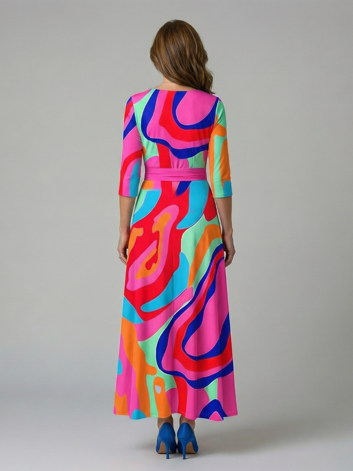 Celine | Robe Midi Croisée à Col Wrap