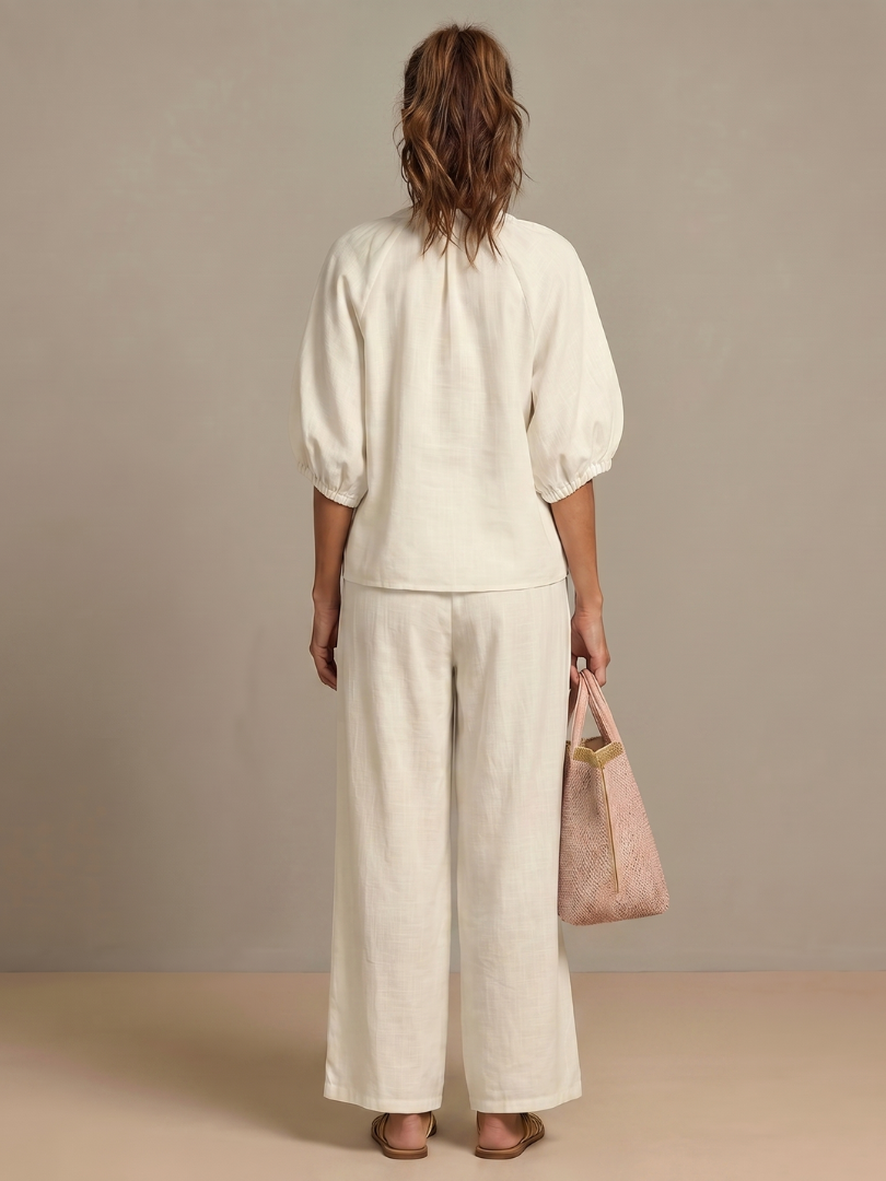 Natalia | Haut Blouson à Zip Avant Ensemble Pantalon Large
