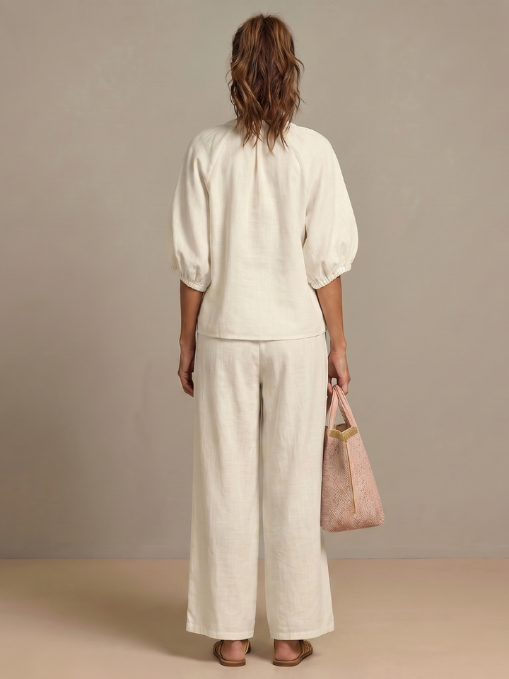 Natalia | Haut Blouson à Zip Avant Ensemble Pantalon Large