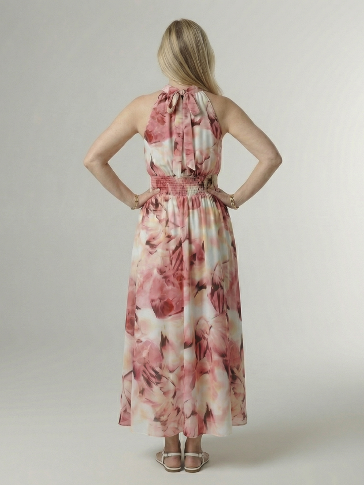 Sylin | Robe Midi à Encolure Halter Froncée