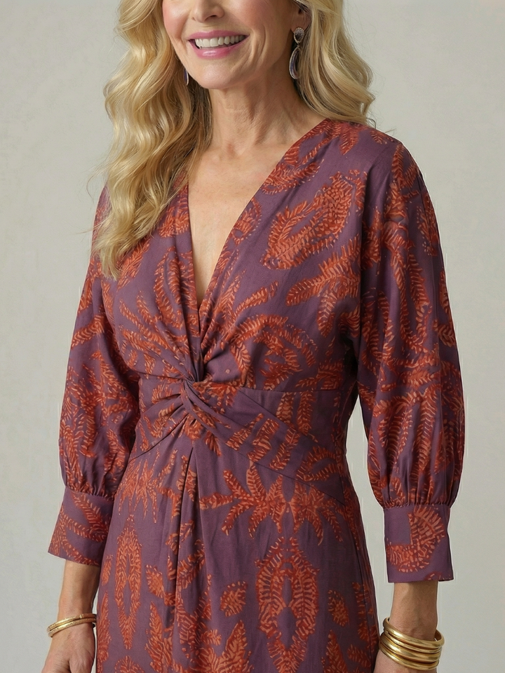 Lune | Robe Midi Enveloppante Naturelle