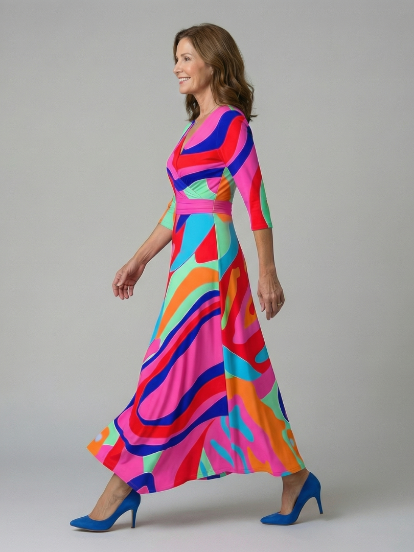 Celine | Robe Midi Croisée à Col Wrap
