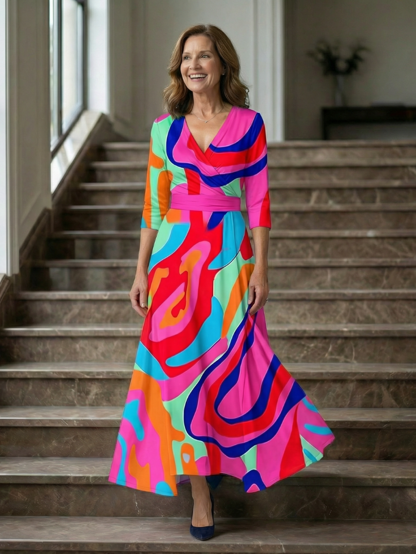 Celine | Robe Midi Croisée à Col Wrap