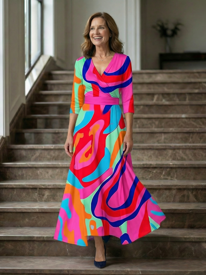 Celine | Robe Midi Croisée à Col Wrap