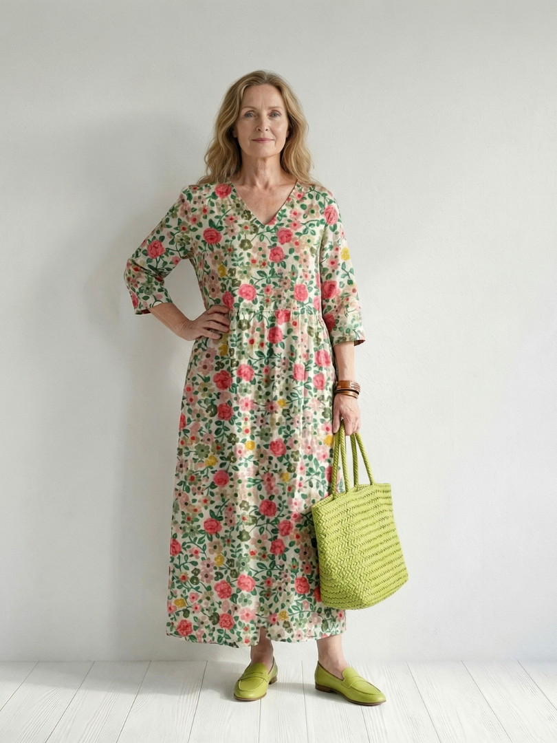 Colin | Robe Midi à Fleurs Éparpillées