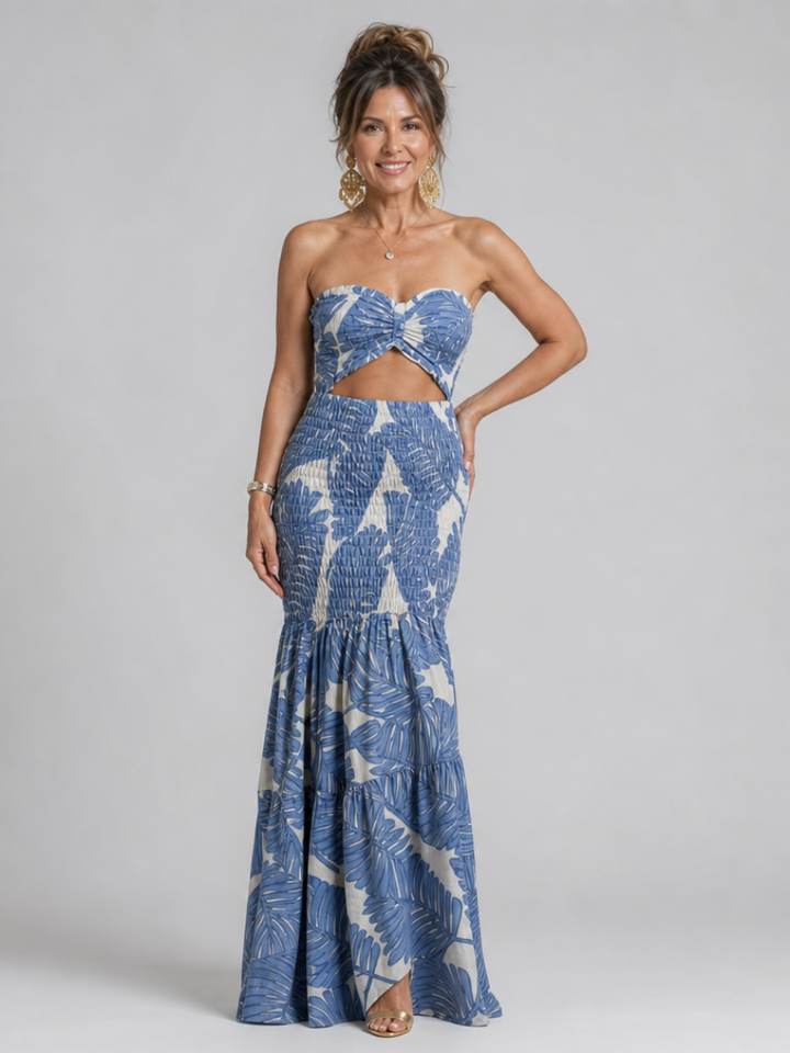 Azaria | Ensemble de Robe Maxi Imprimée Sans Bretelles