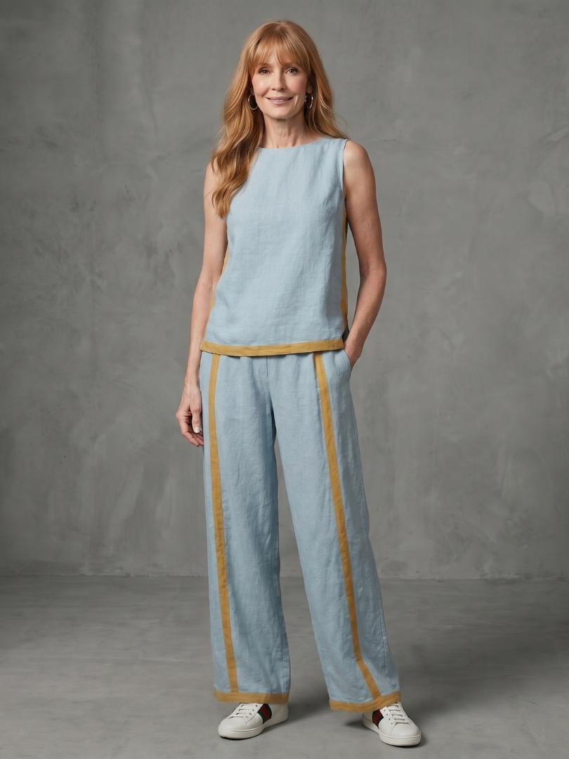 Inara | Ensemble Haut Sans Manches et Pantalons Large à Contraste