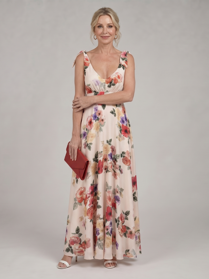 Elarose | Robe maxi à jupe fluide sans manches