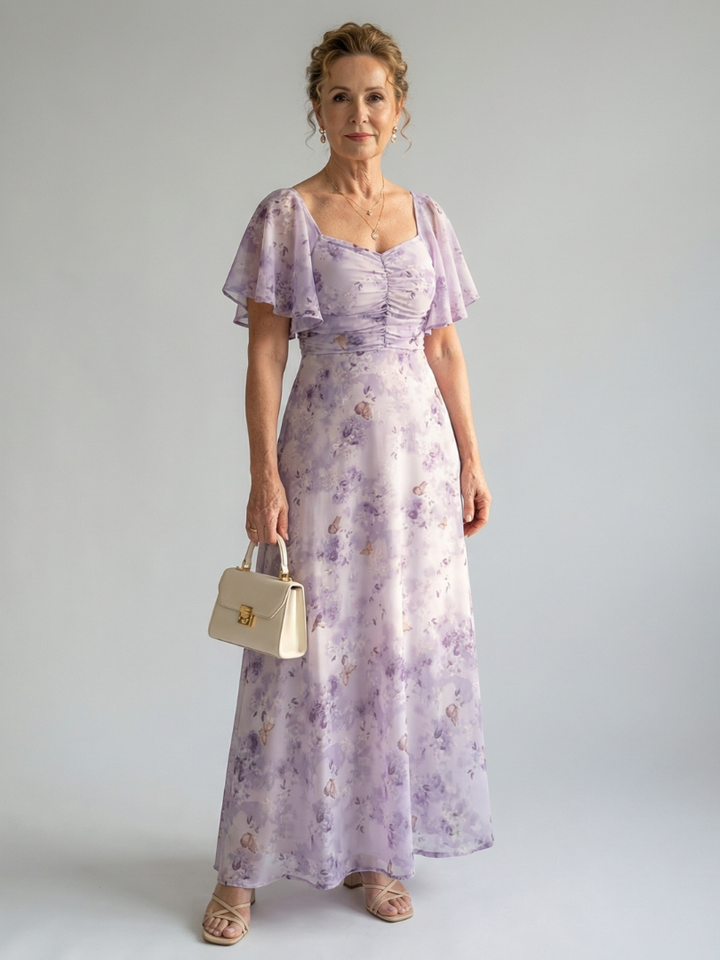 Vaelis | Robe Midi à Manches Volantes