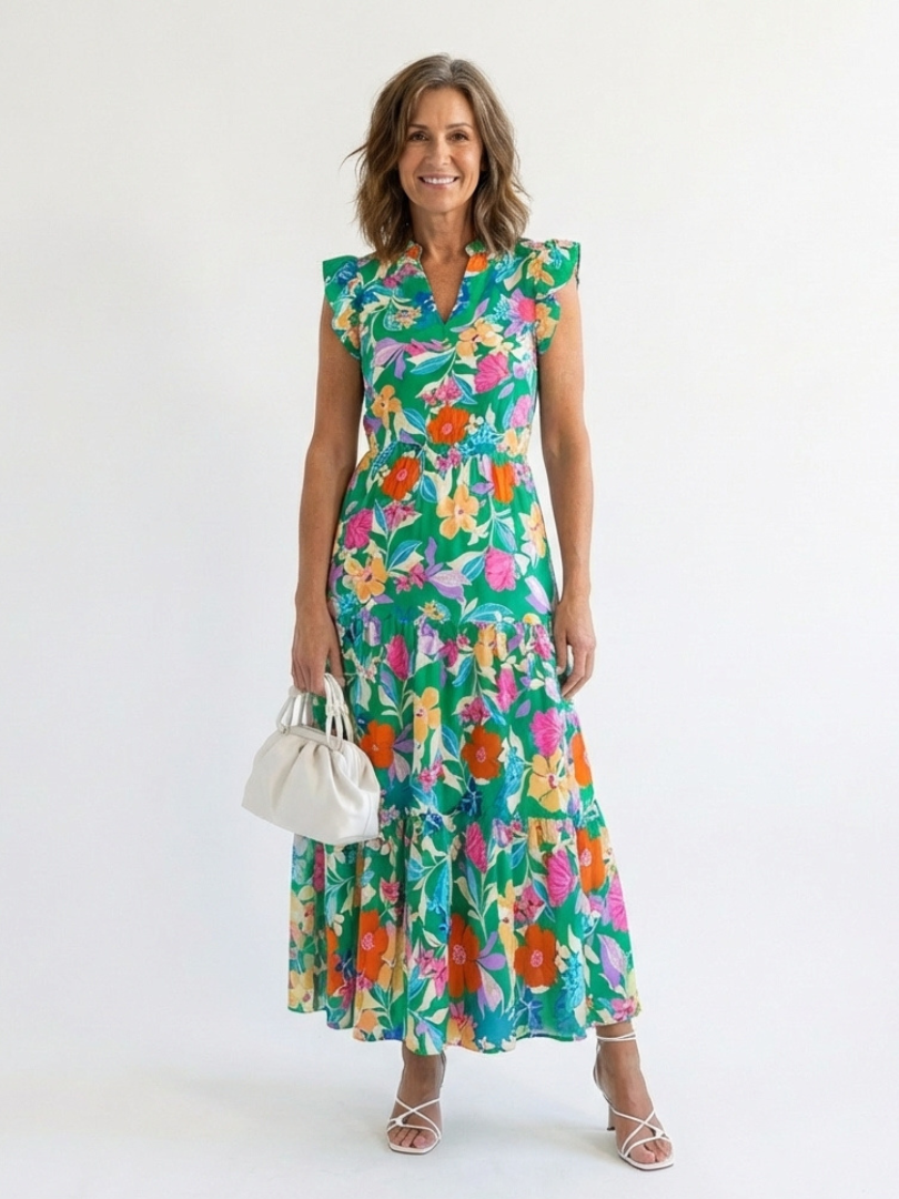 Lila | Robe Midi Évasée à Imprimé Floral