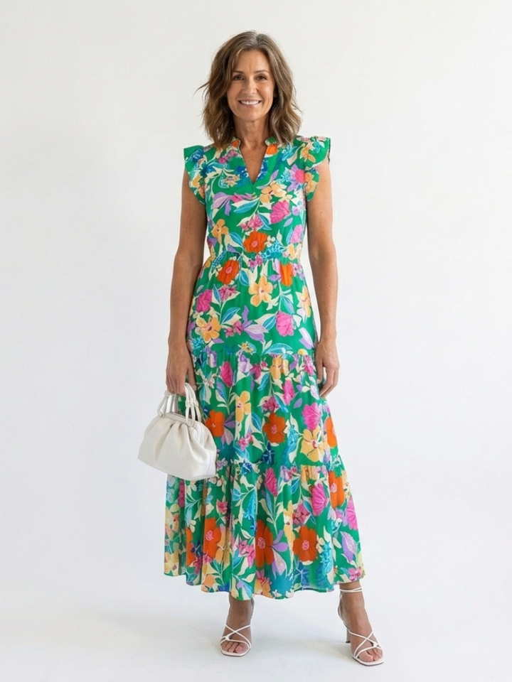 Lila | Robe Midi Évasée à Imprimé Floral