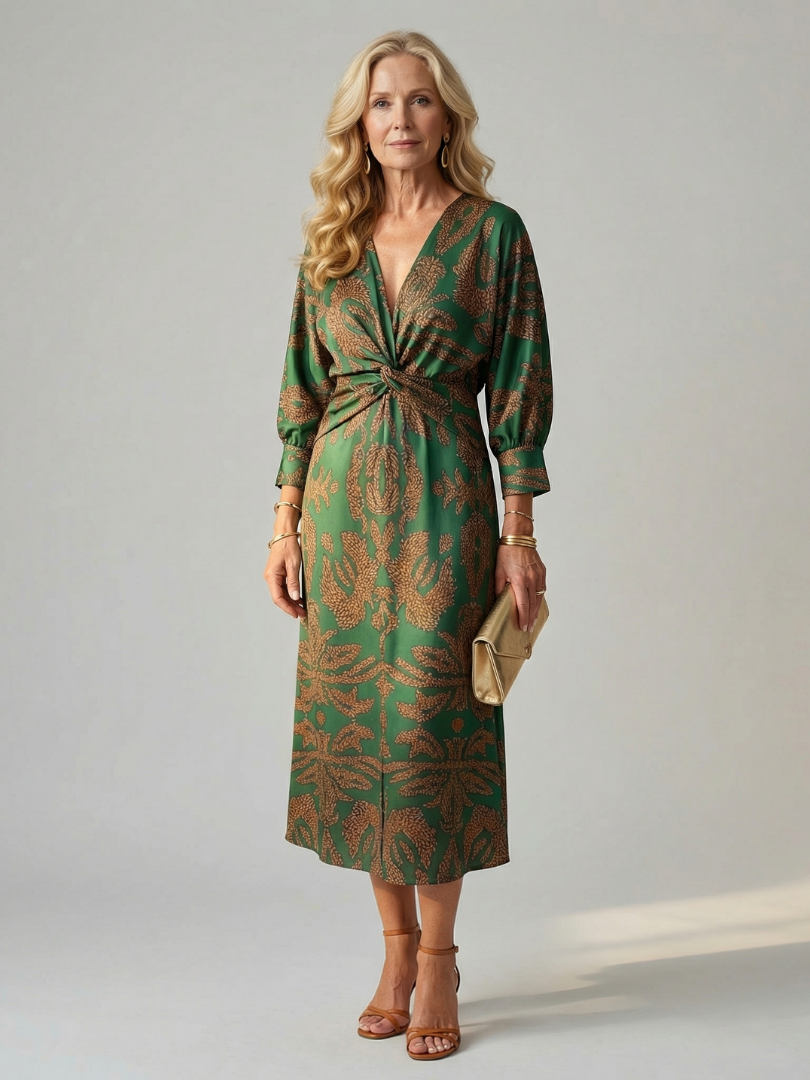 Lune | Robe Midi Enveloppante Naturelle