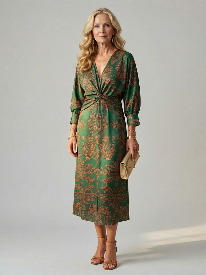 Lune | Robe Midi Enveloppante Naturelle