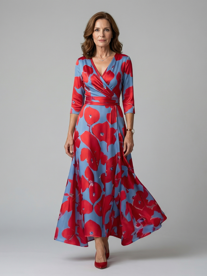 Celine | Robe Midi Croisée à Col Wrap