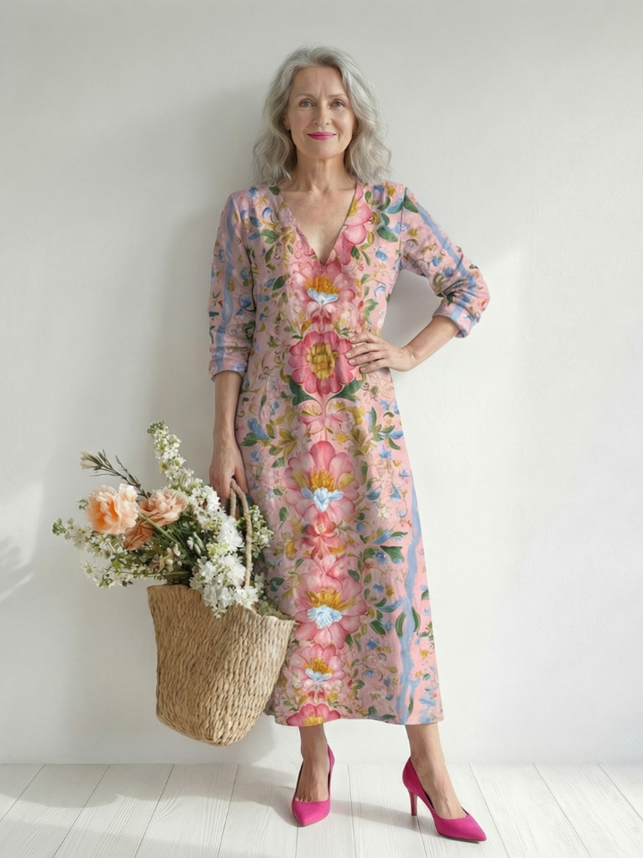 Julien | Robe Midi Florale en Forme Légère