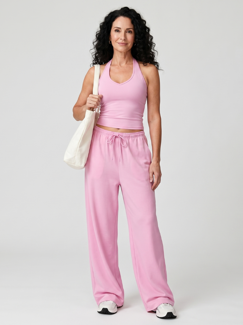 Helena | Ensemble Top à Col Rond Sans Manches et Pantalons Larges