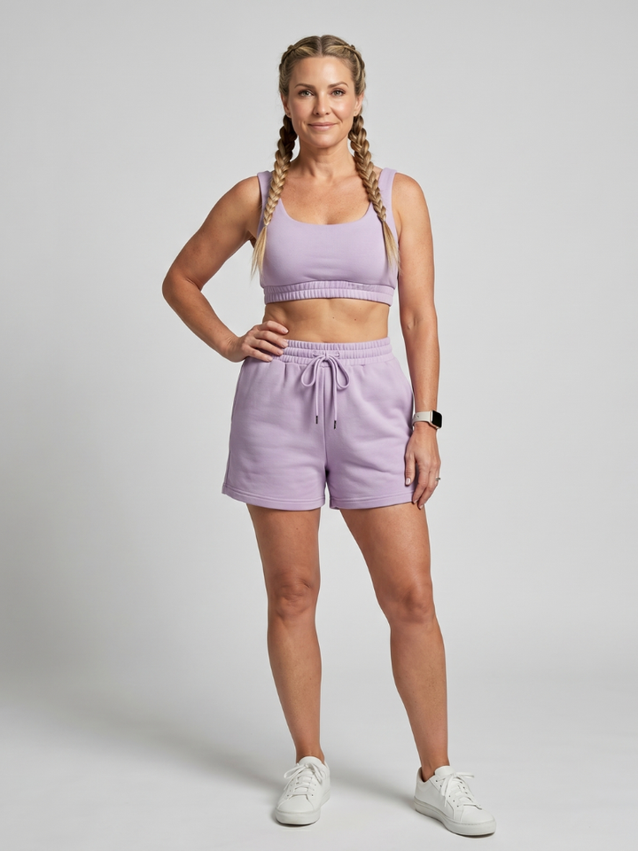 Lysem | Ensemble Top Court Sans Manches à Encolure Arrondie et Short