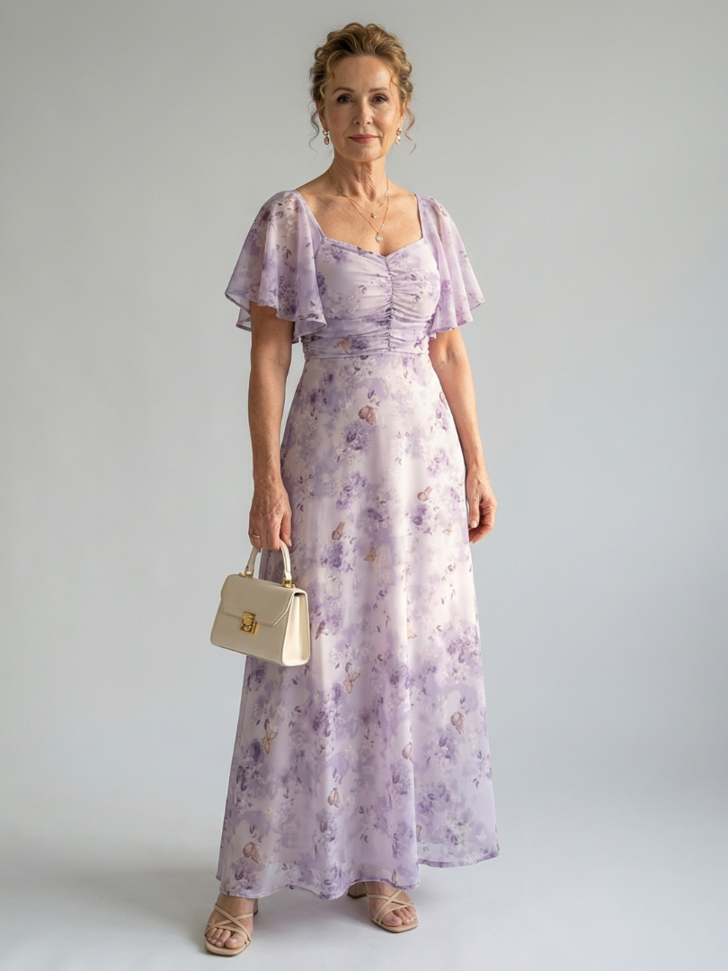 Vaelis | Robe Midi à Manches Flutter