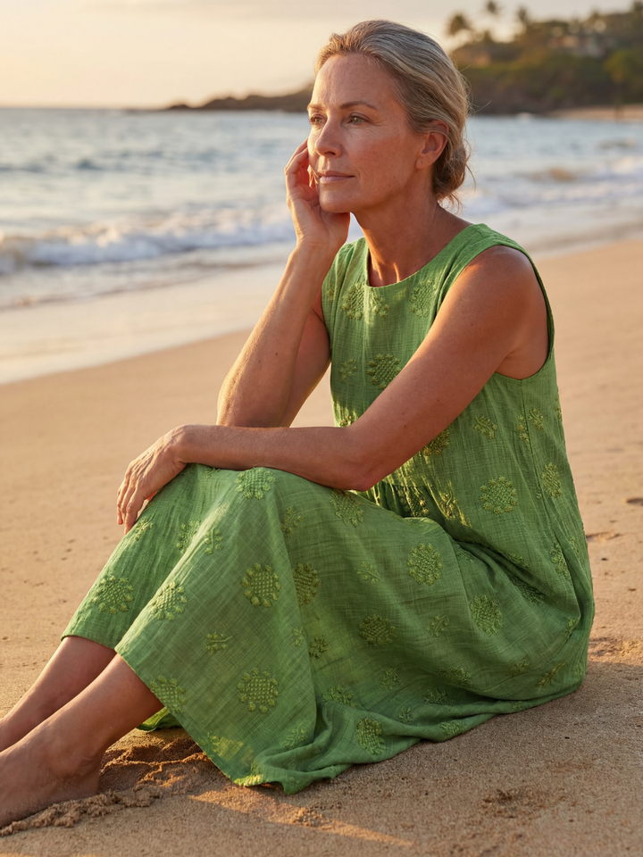 Kapua | Robe Midi à Texture de Jardin