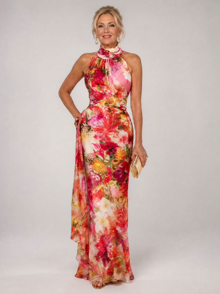 Elisabetta | Robe Maxi Imprimé Floral à Col Halter