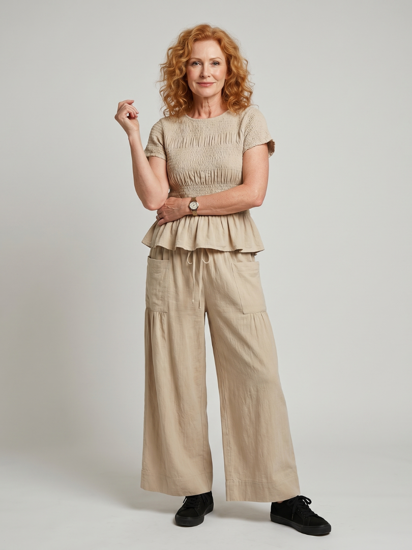 Eirenne | Haut à détails peplum et pantalon large