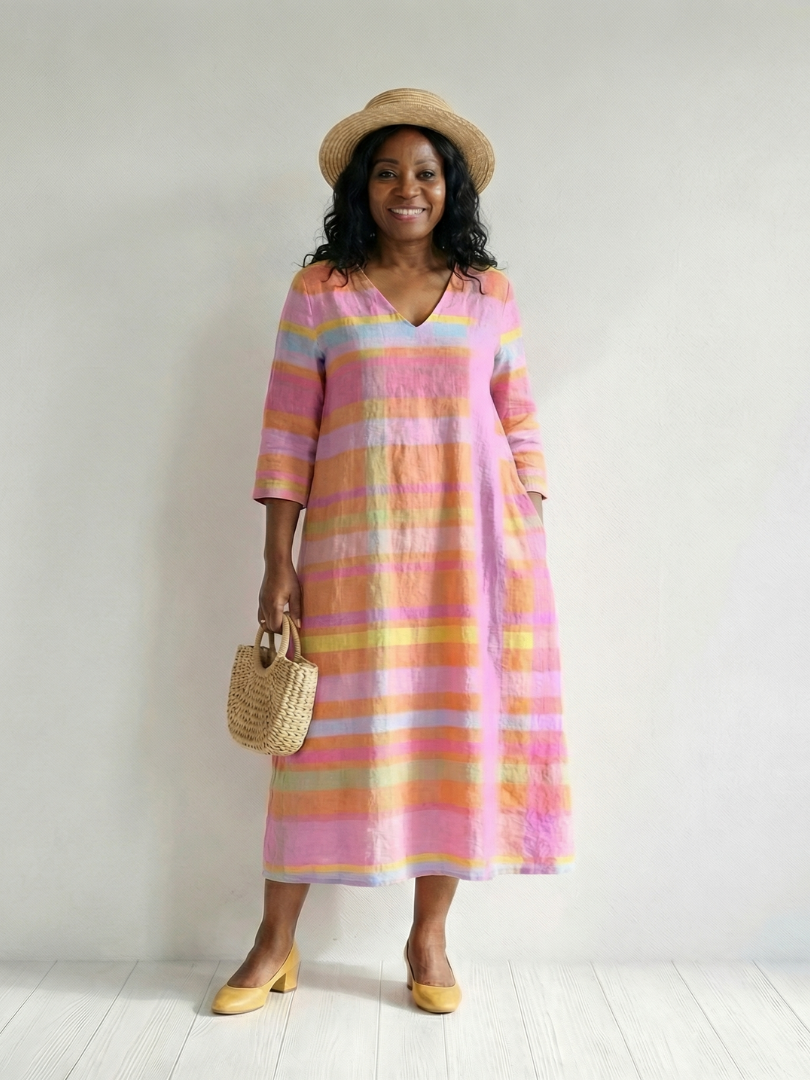 Tessa | Robe Midi Rayée Facile