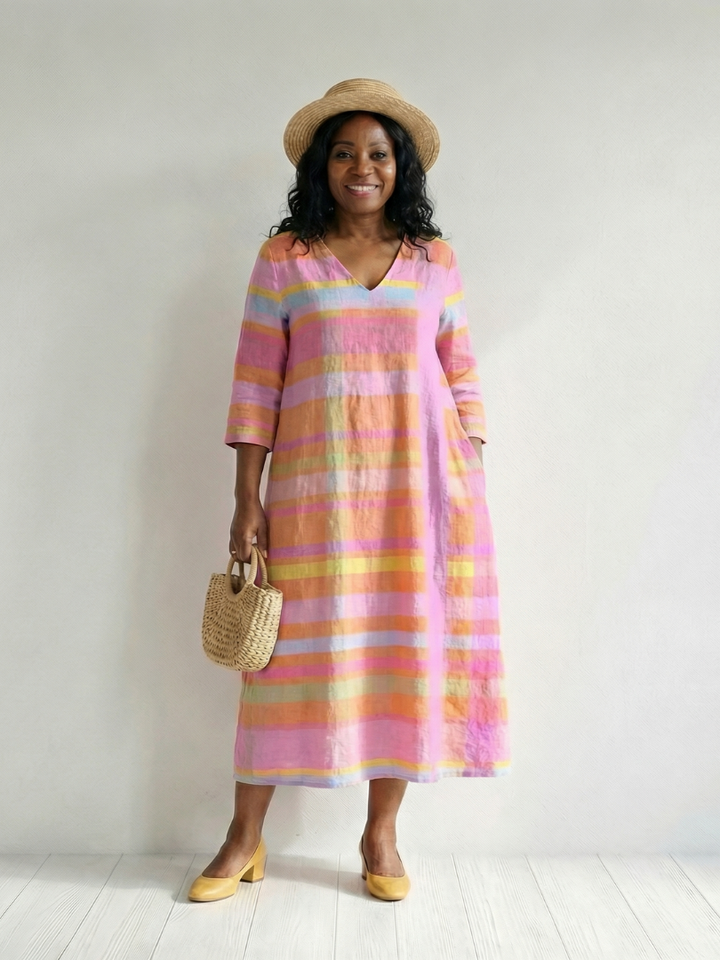 Tessa | Robe Midi Rayée Facile